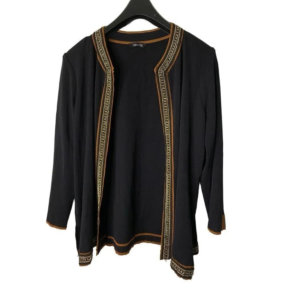 Misook cardigan open front sweater black women's